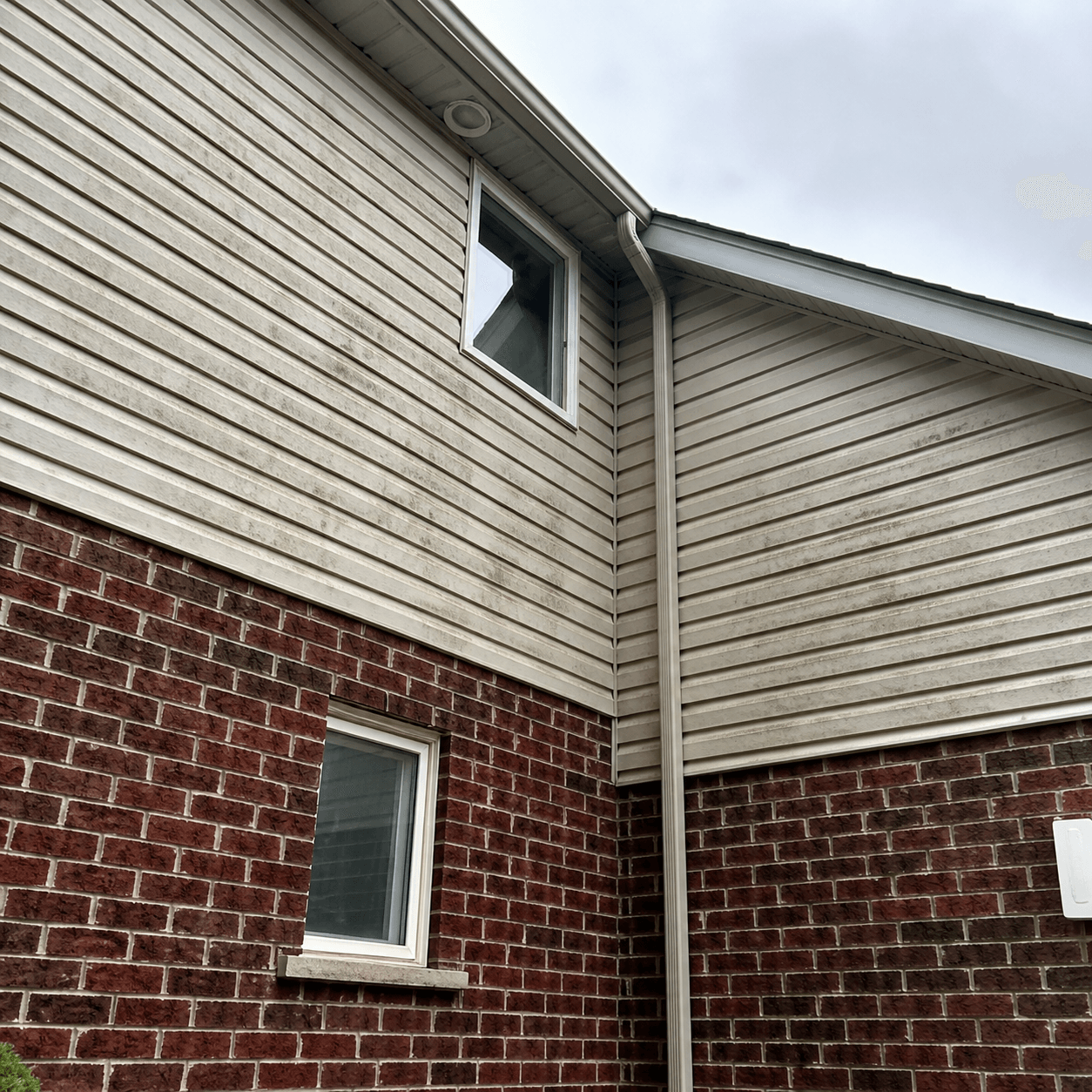 Before photo of a Warrior Wash window cleaning project
